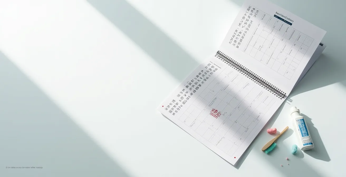 Calendar pages showing dental treatment timeline planning