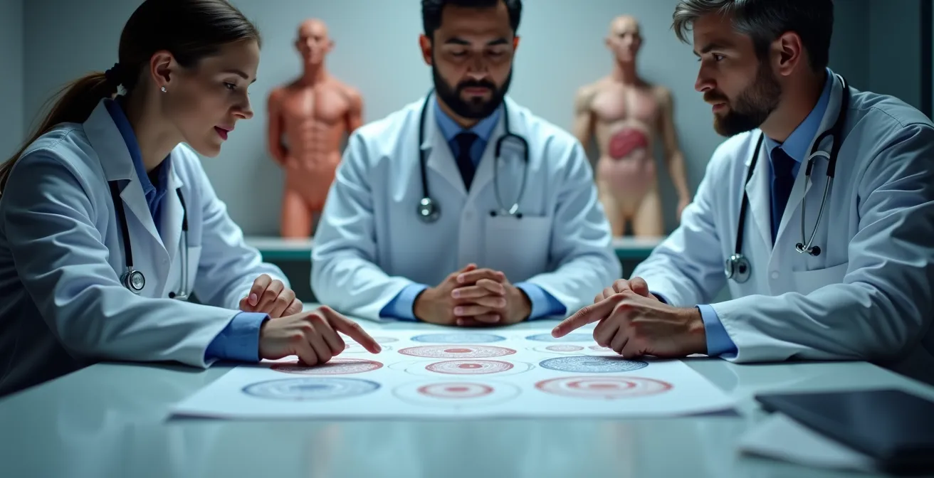 Healthcare professionals reviewing medication chart together