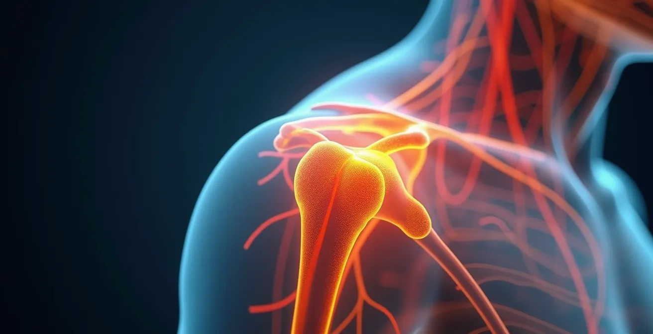 Anatomical visualization of brachial plexus nerve bundle showing crutch pressure danger zones